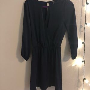 F21 Long Sleeve Navy Wrap Dress
